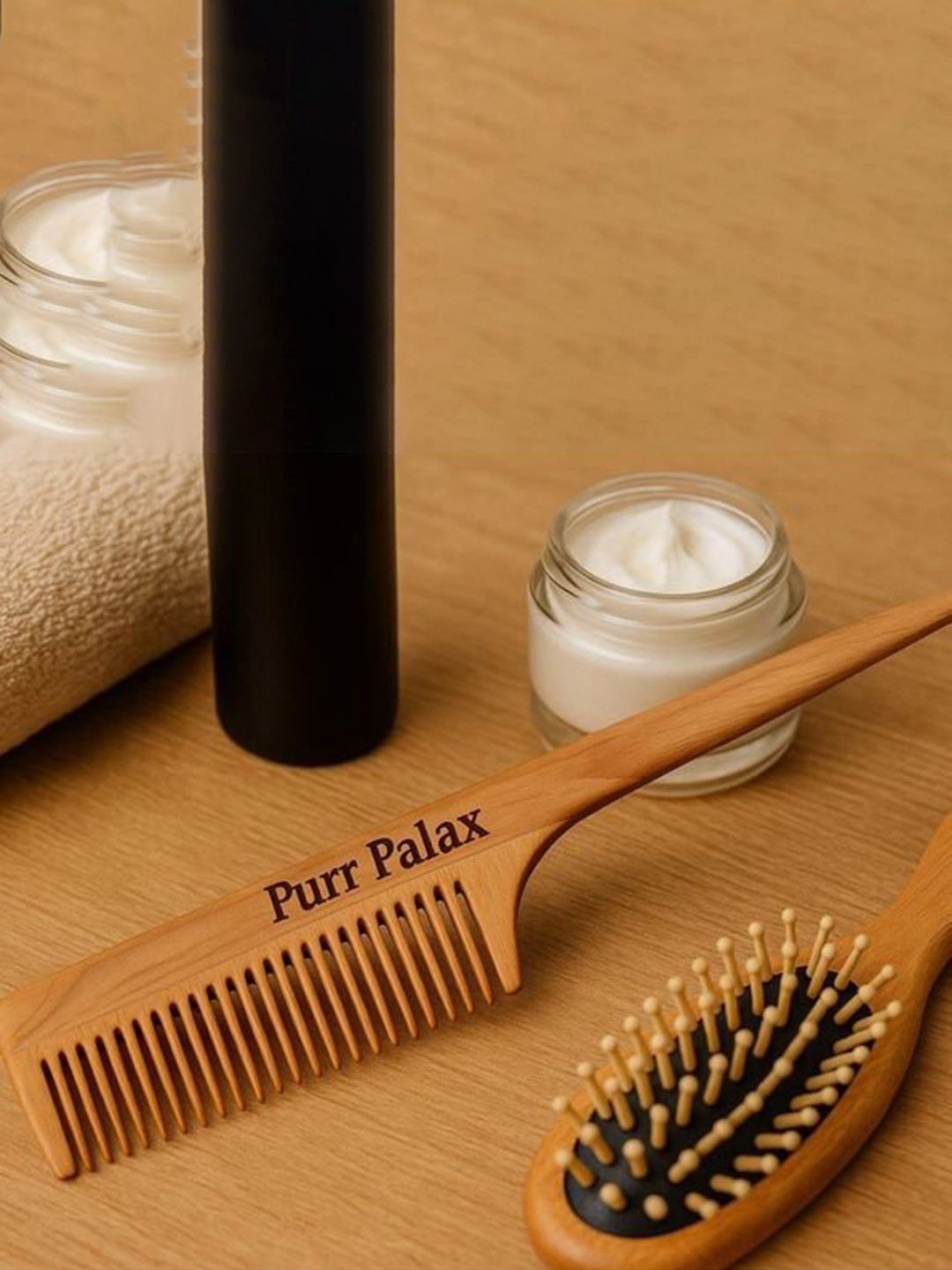 PURRPALAX Neem Tail Handle Comb Brown