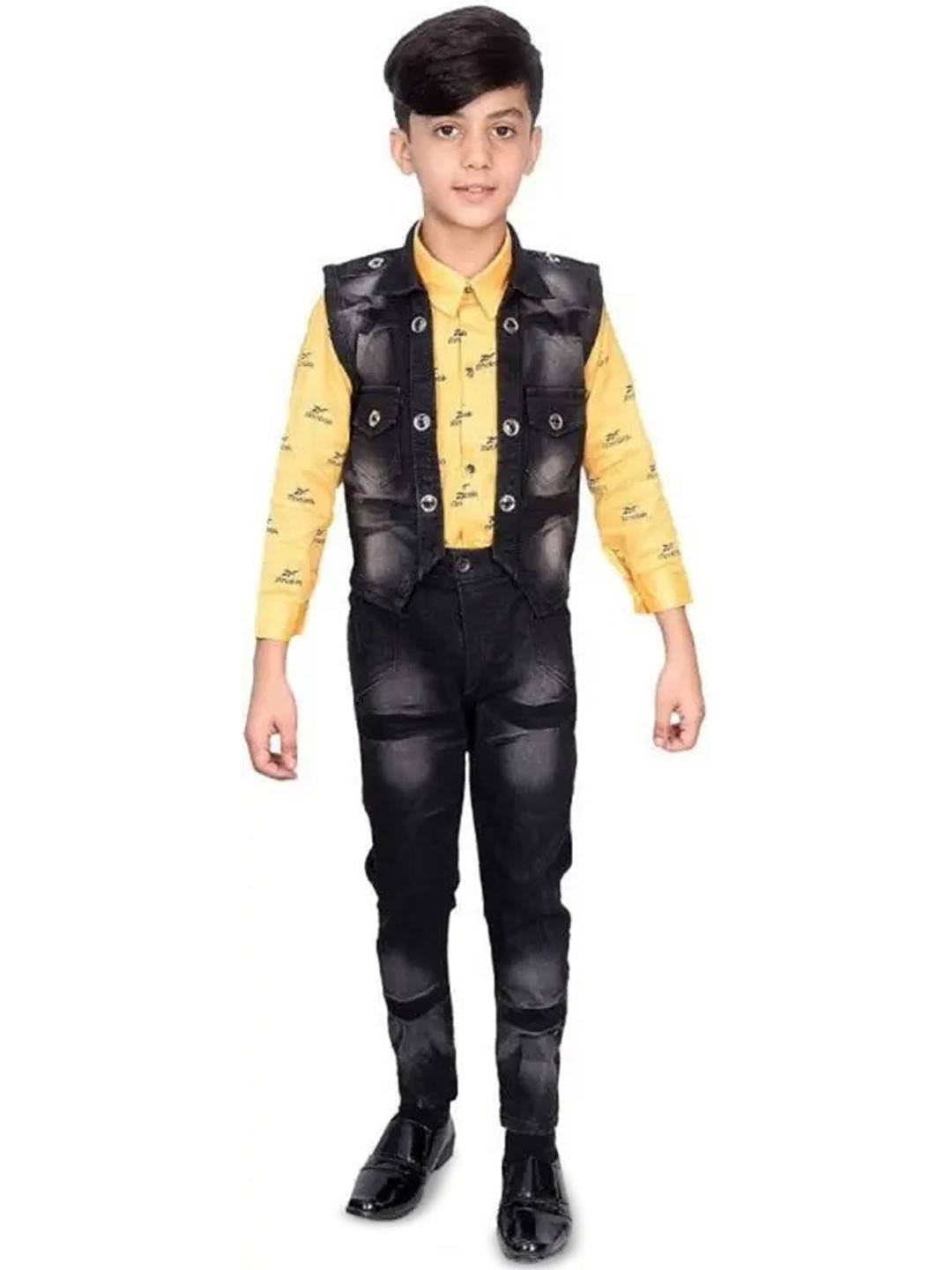 VALUE CREATION Boys Printed Shirt With Trouser & Waistcoat