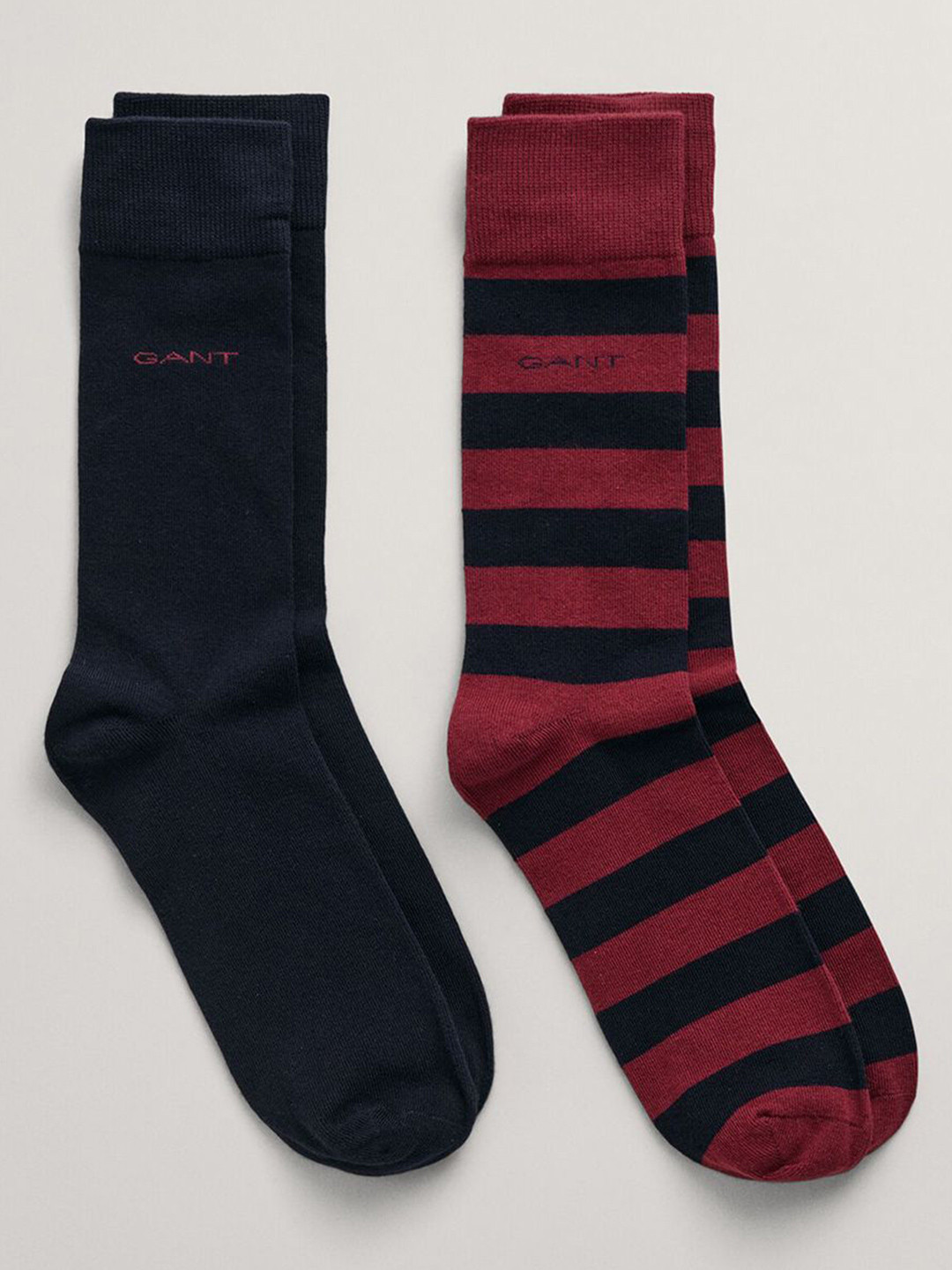 GANT Men Pack Of 2 Striped Organic Cotton Odour Free Calf-Length Socks