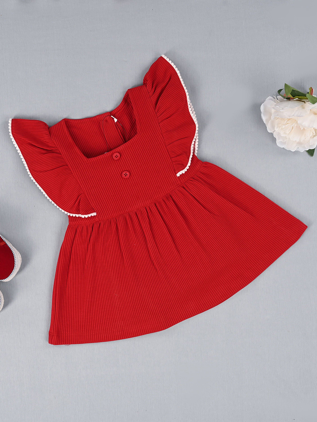 Hijo Kids Girls Wear Flutter Sleeve Fit & Flare Dress