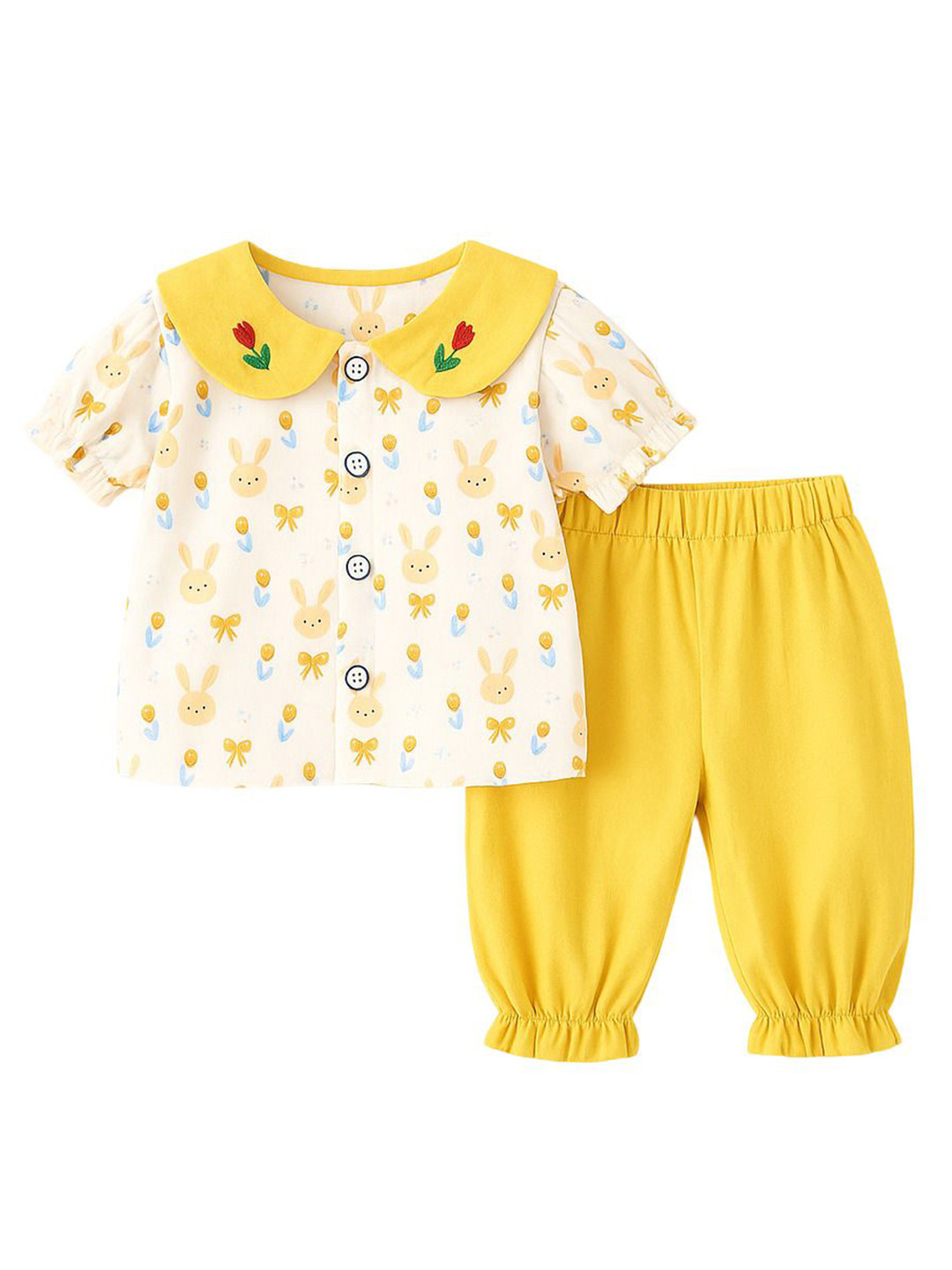 POP STREET KIDS Girls Bunny Printed Top With Joggers