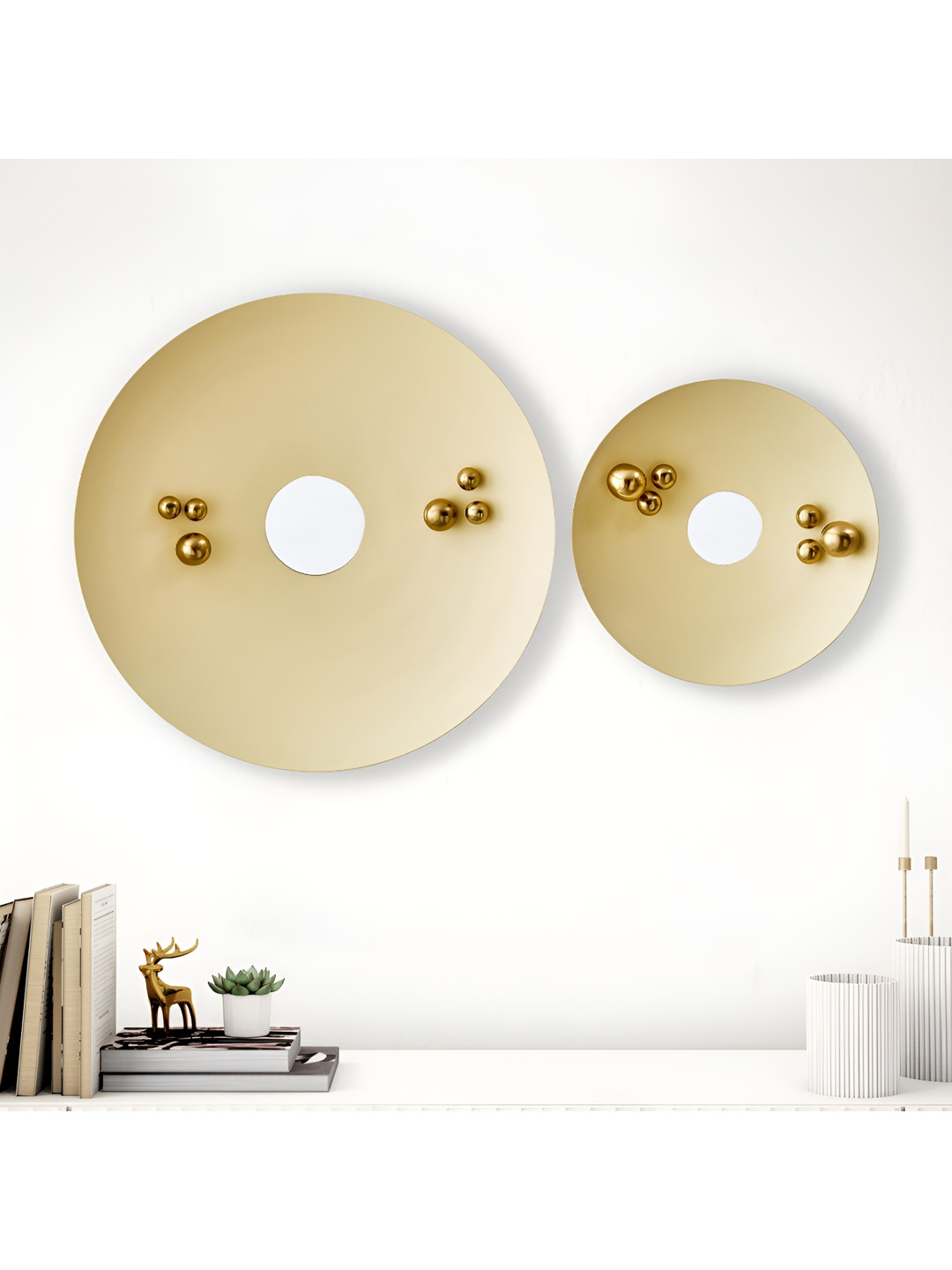 Home Centre Panorama Glitz Metal Matte Hanging Hall 2Pcs Wall Plates-13.8In