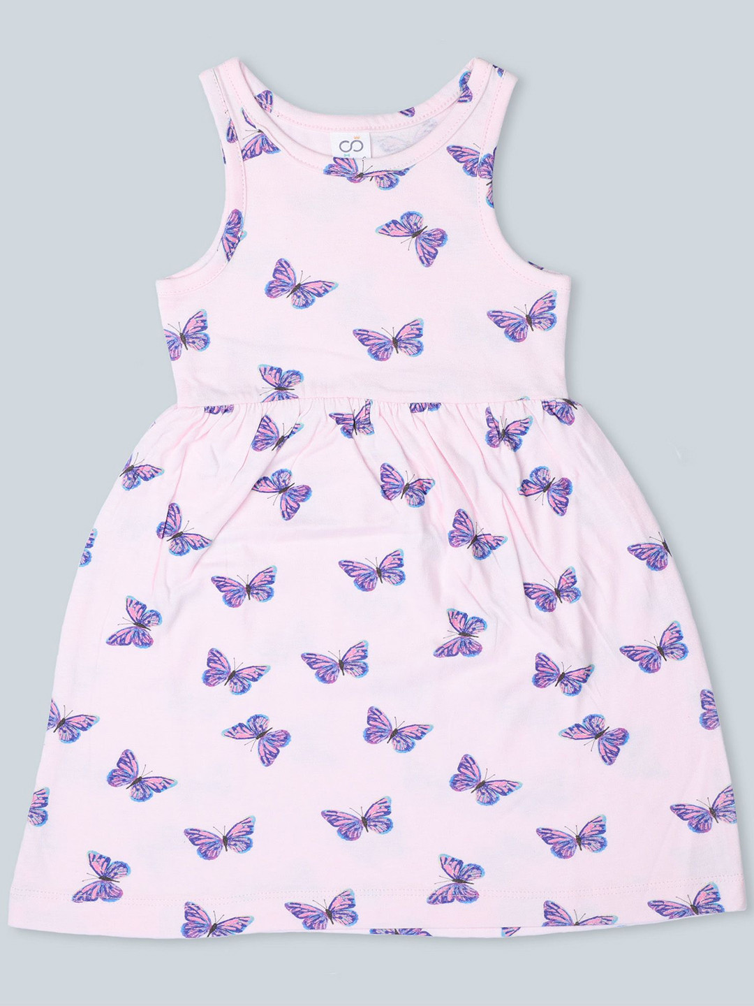 Baby Co Organics Butterfly Kids Girls Conversational Printed Fit & Flare Cotton Dress