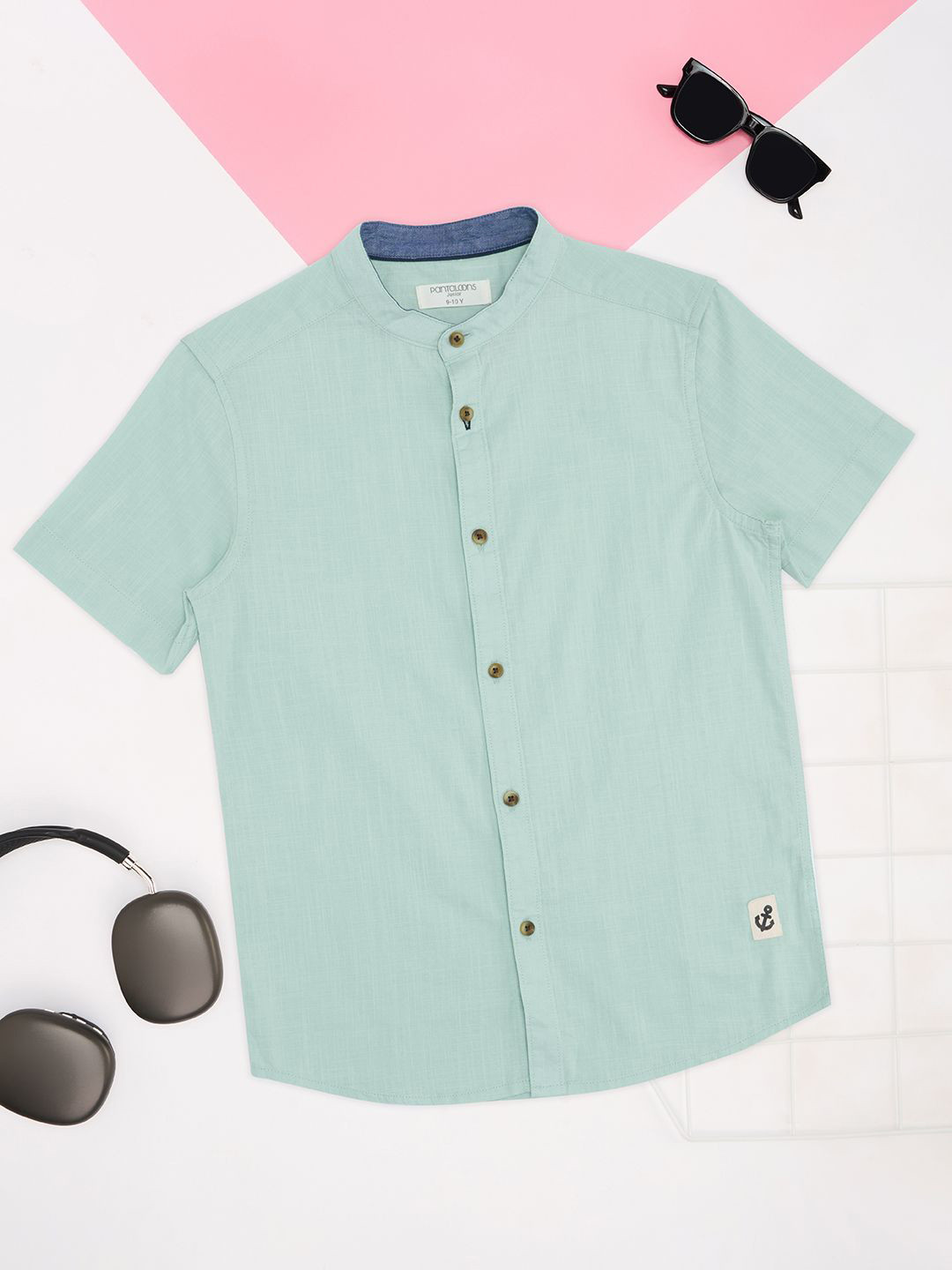 Pantaloons Junior Boys Mandarin Collar Pure Cotton Casual Shirt