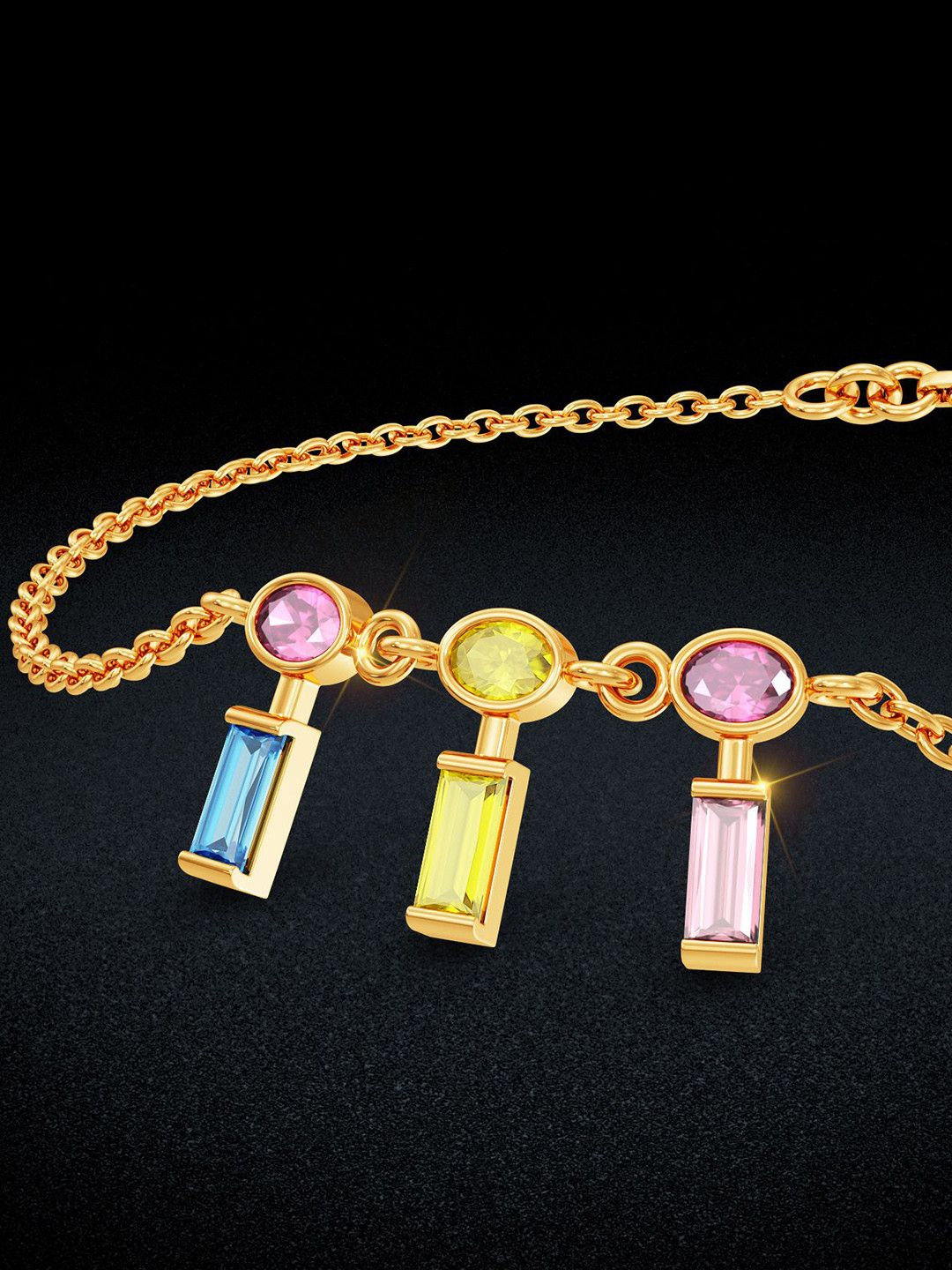 Joyalukkas Charmed Rectangles Gold Bracelet