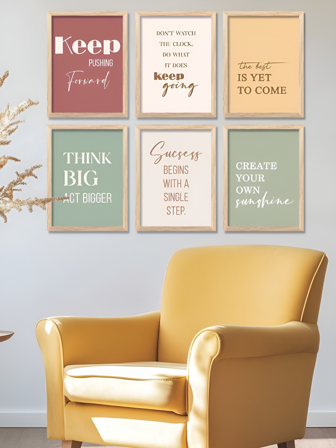 Kotart Brown & Off White 6 Piece Wooden Abstract Wall Art