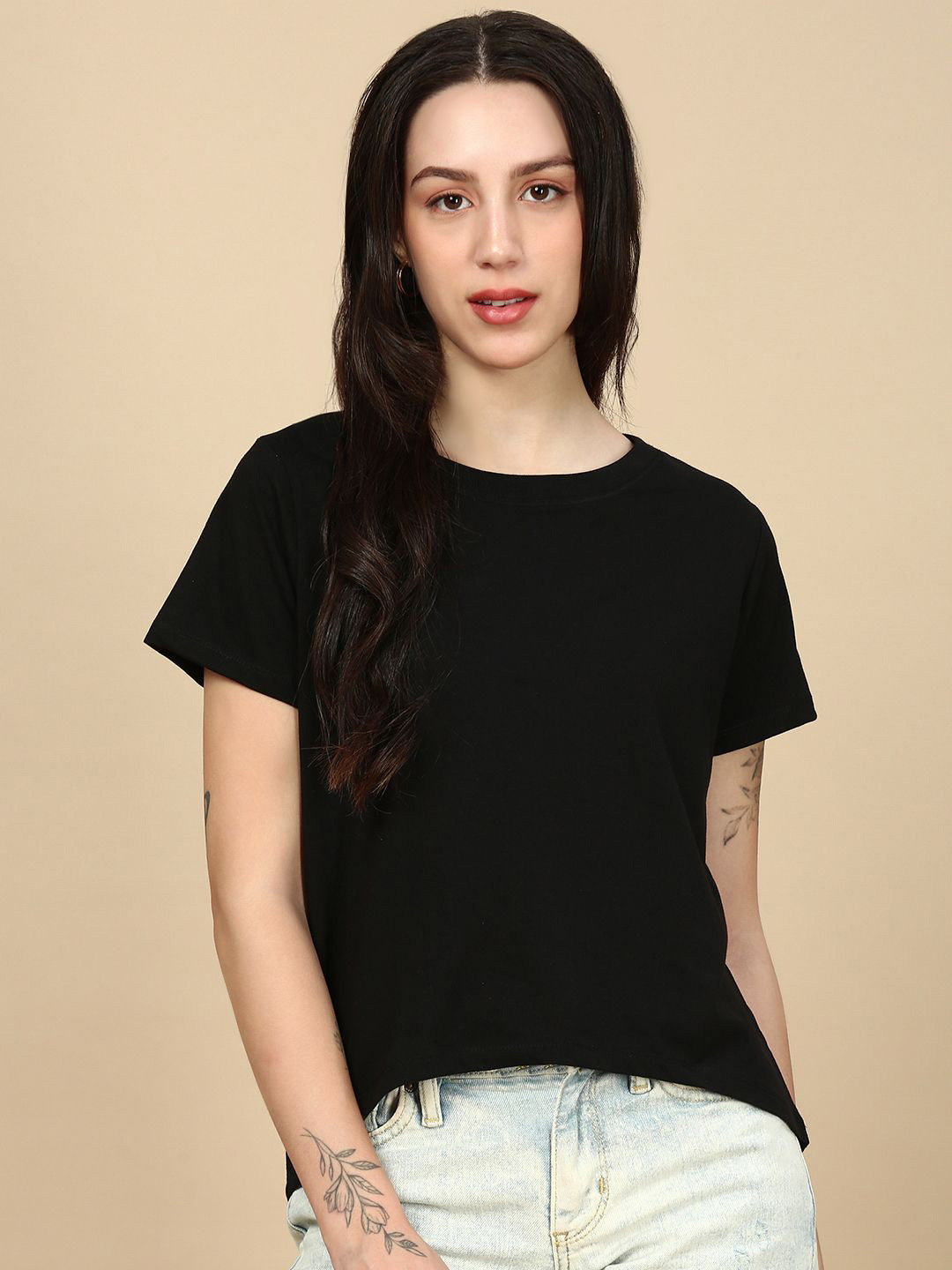 PYNK Round Neck Pure Cotton T-Shirt