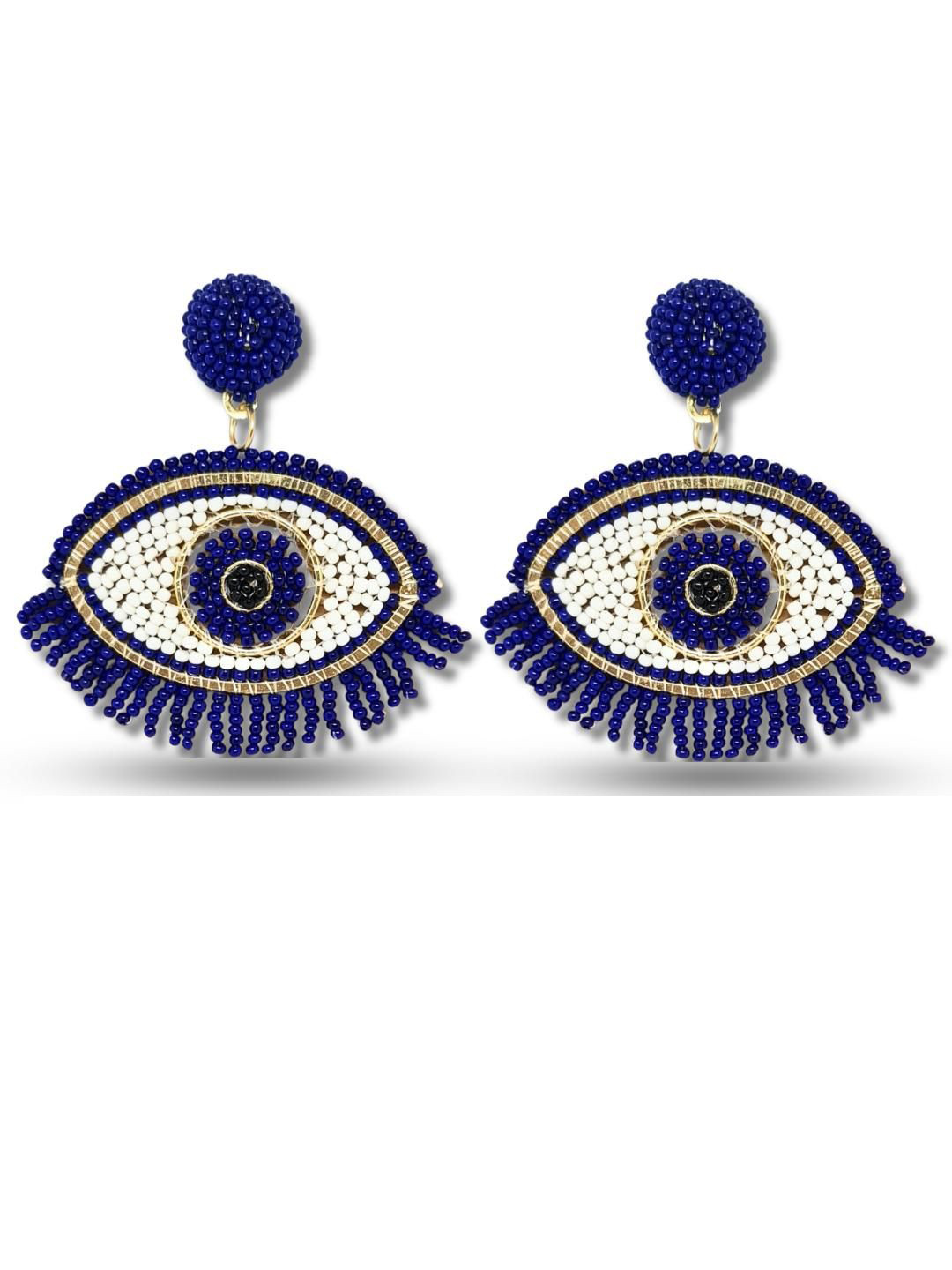 INSTOOK Artificial Beaded Evil Eye Shaped Drop Earrings