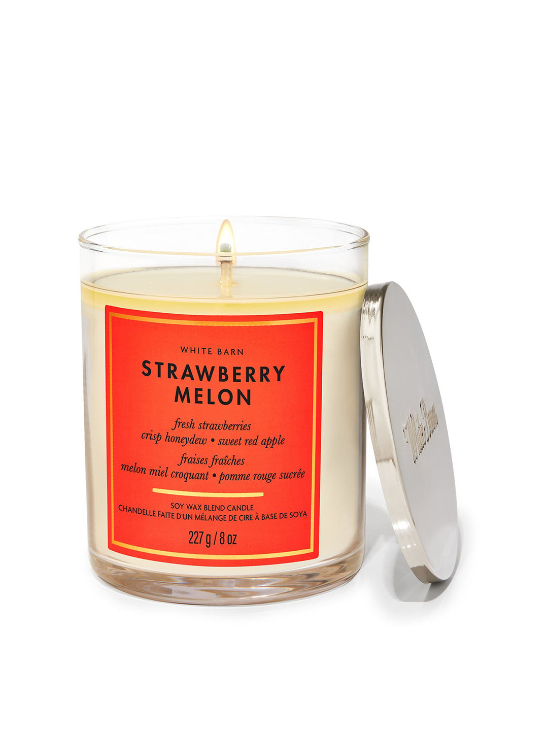Bath & Body Works Scented 1 Wick Strawberry Melon Solid Geometric Regular Jar Candles