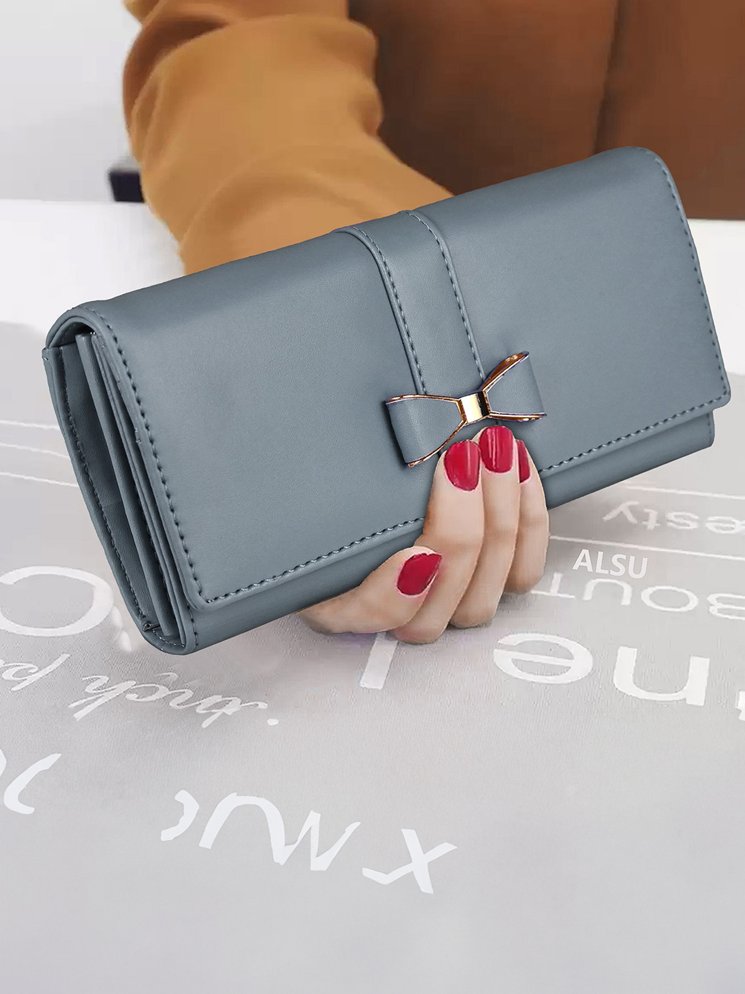 ALSU Women Two-Folded Wallet with Bow Details