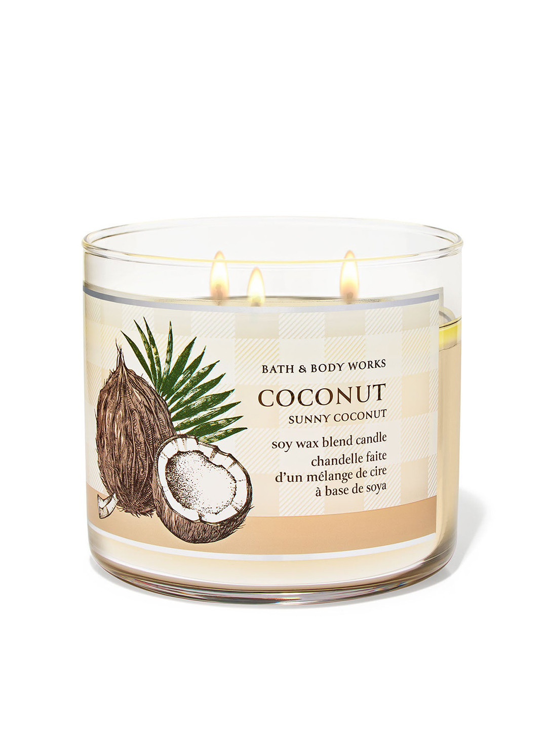 Bath & Body Works Sunny Coconut Scented 3 Wick Geometric Geometric Regular Jar Candles