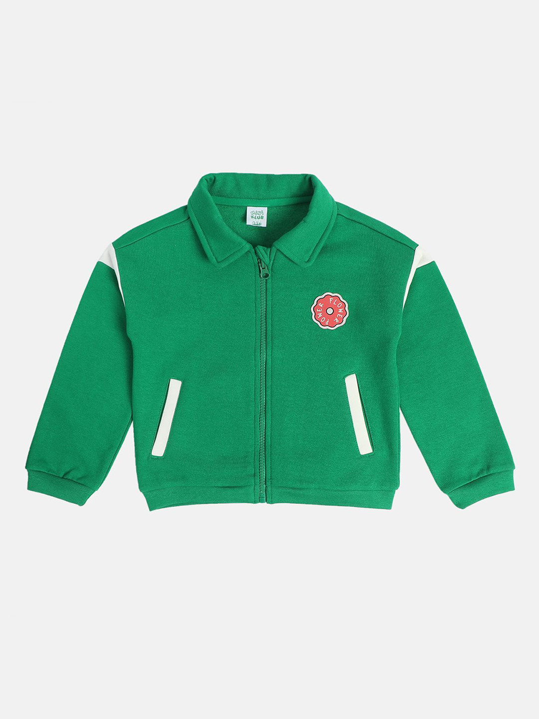 MINI KLUB Girls Spread Collar Patchwork Bomber Jacket