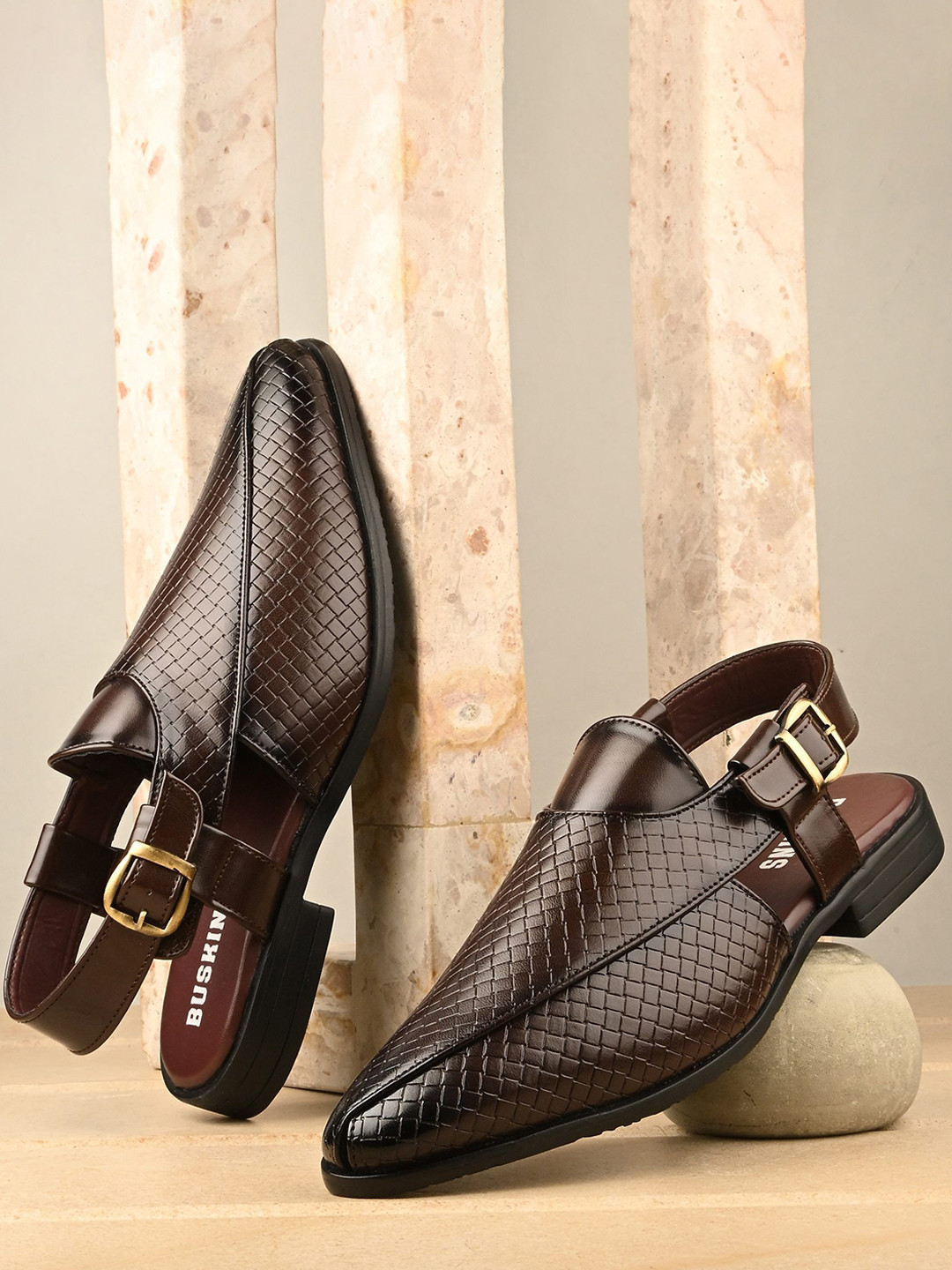 BUSKINS Men Shoe-Style Peshawari Sandals