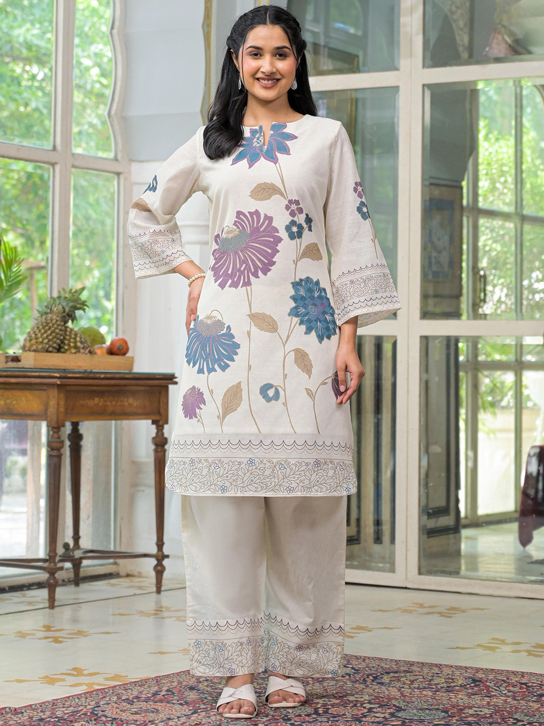 AUTUMN LANE Women Vastramaya Imperial Floral Cotton Co-Ord Set