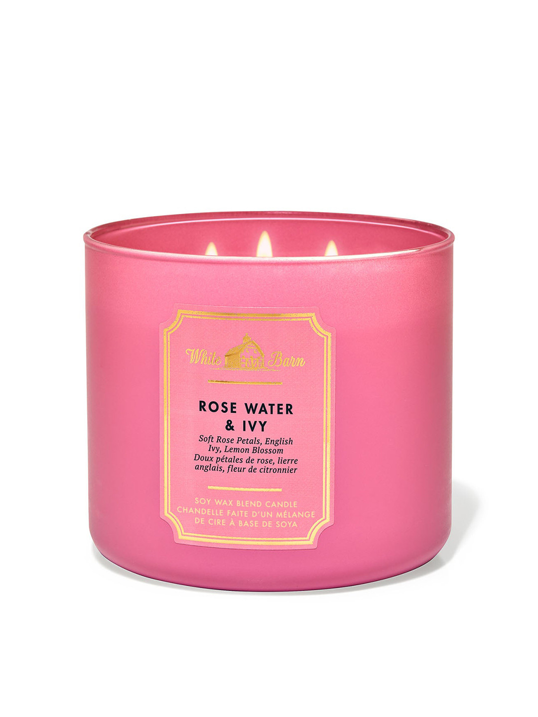 Bath & Body Works Scented 3 Wick Rose Water & Ivy Solid Geometric Regular Jar Candles