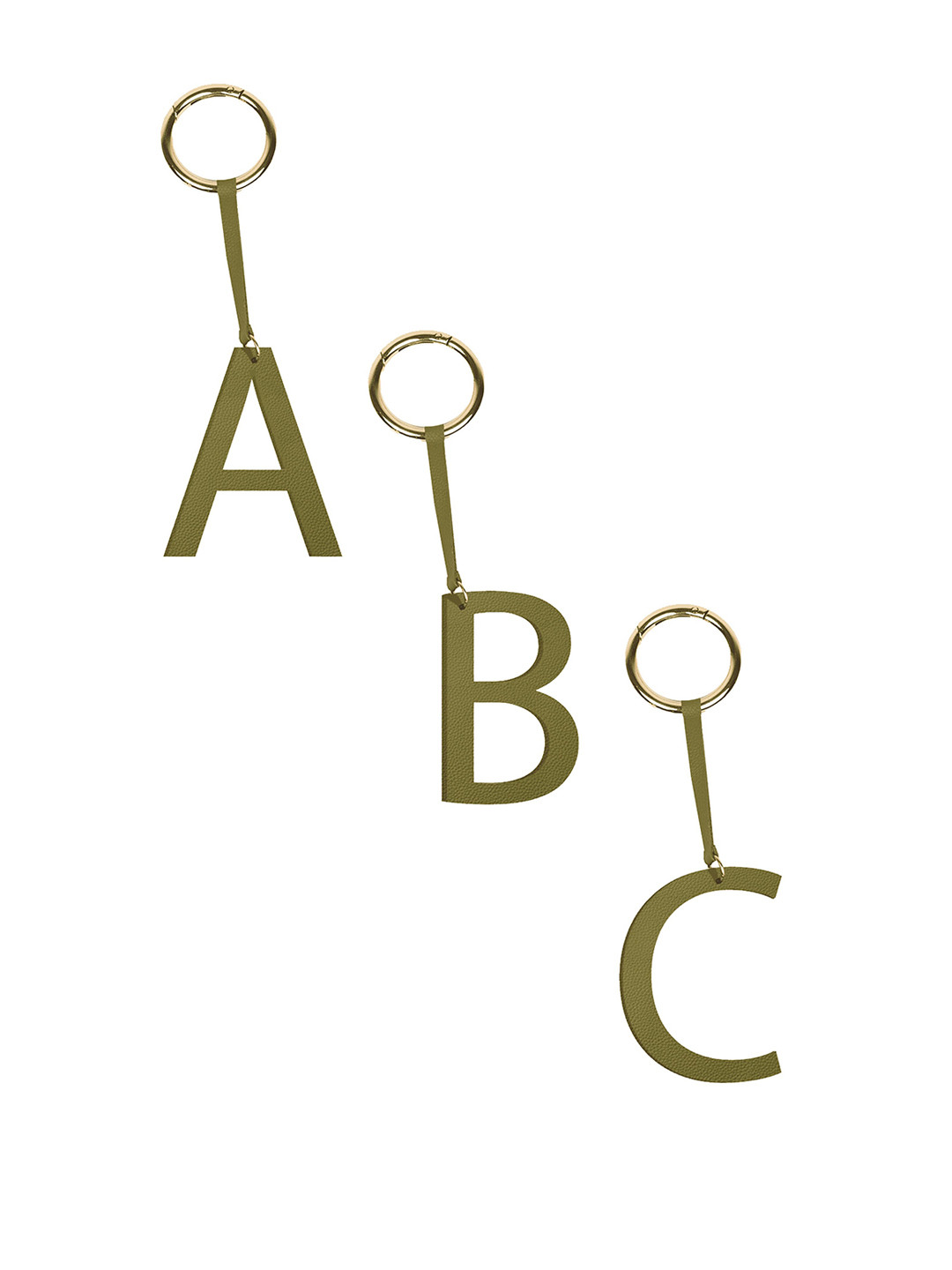 TANN TRIM Olive-Green Alphabet O Key Chain