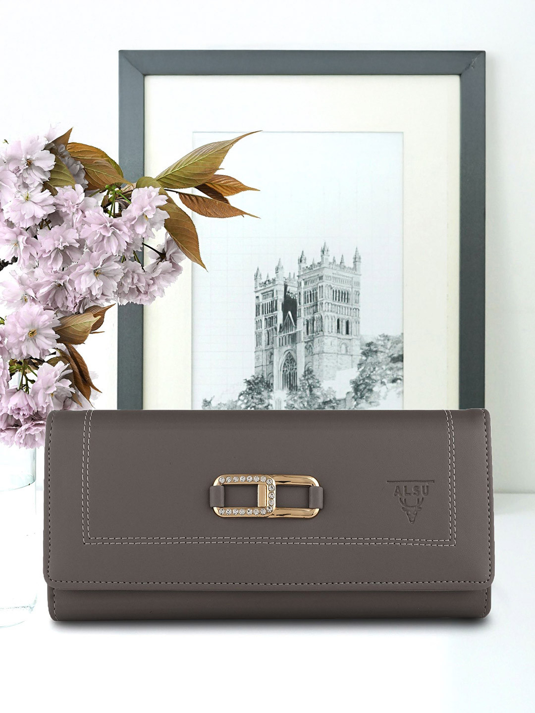 ALSU Women Embellished Two-Folded Wallet