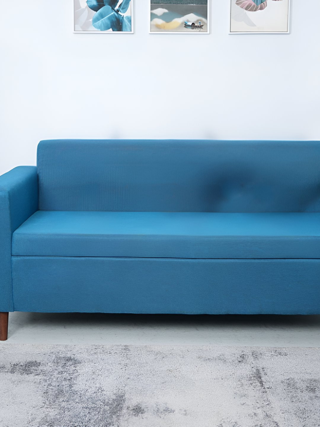 Solis Primus Comfort for all Blue Wooden 3 Seater Fold Out Sofa Cum Bed