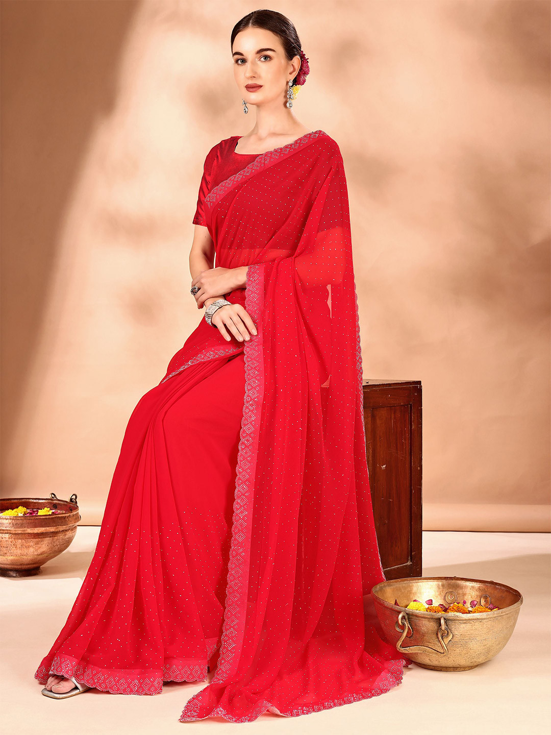 Leelavati Pure Chiffon Embellished Saree For Women's