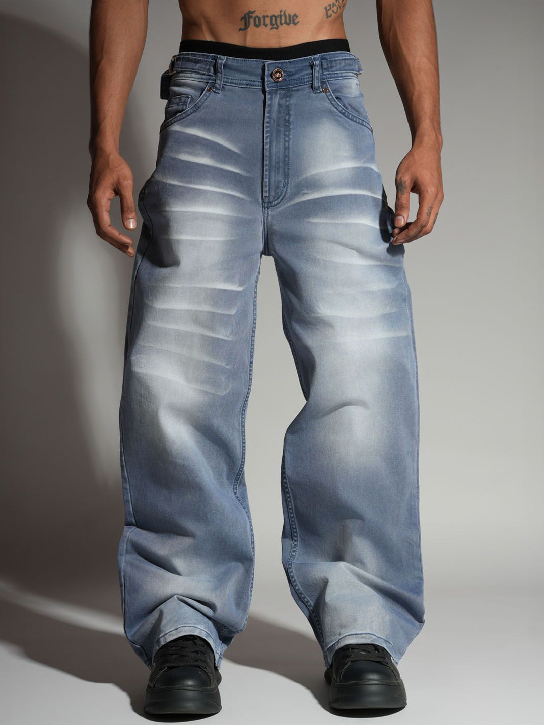 HOP HEAD Men Mid-Rise Light Fade Stretchable BaggyJeans