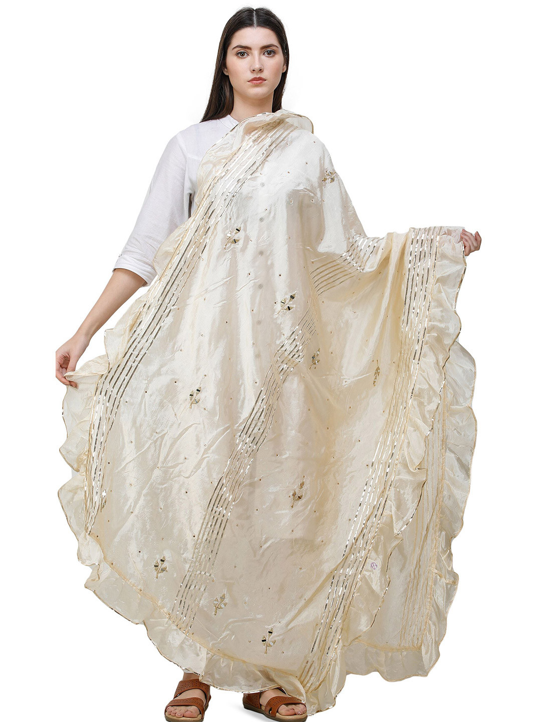 Exotic India Dupatta From Amritsar With Gotta Patches And Frill Border