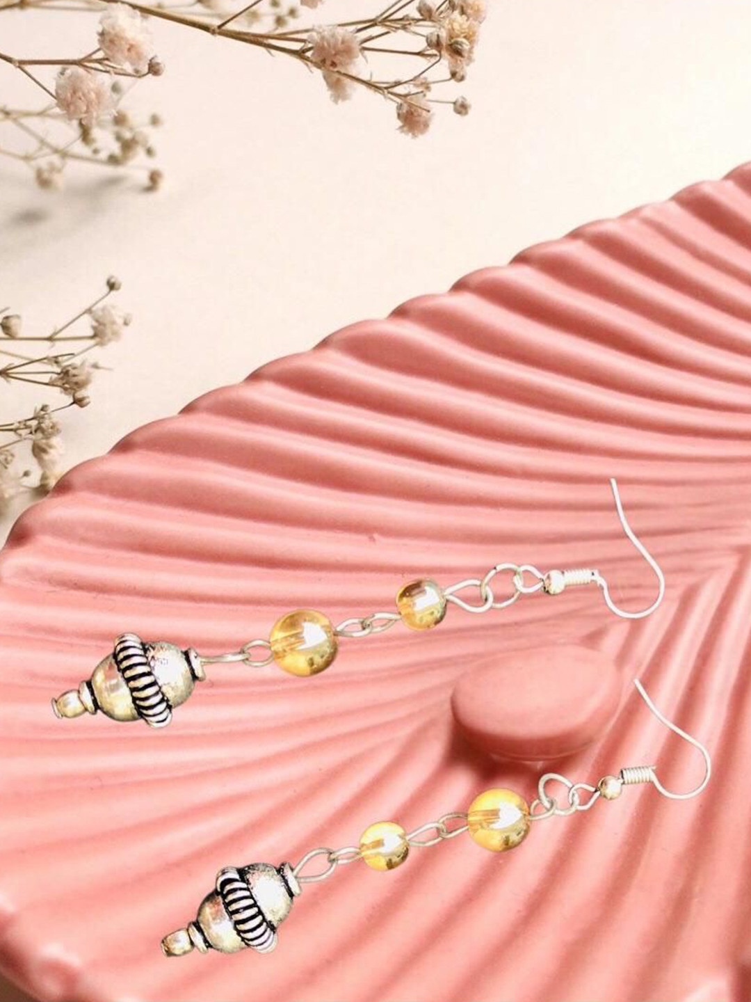 INSTOOK Artificial Beaded Spherical Shaped Drop Earrings