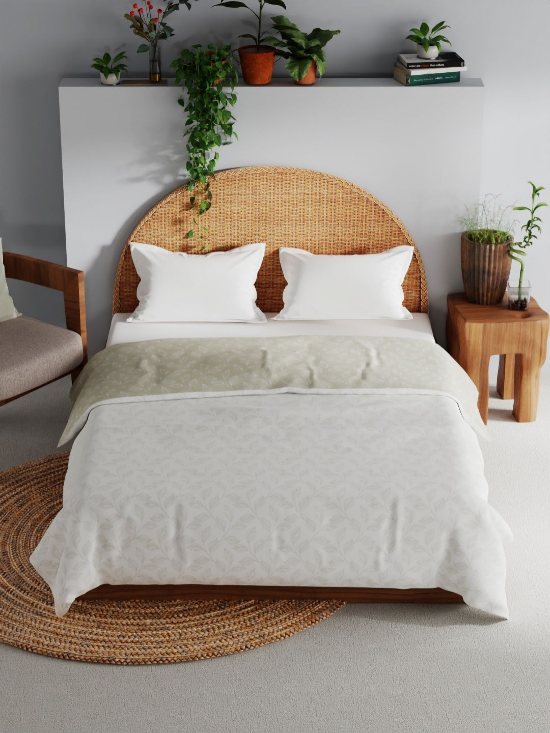 BIANCA Mezzo Grey & White Printed Pure Cotton AC Room 150 GSM Double Bed Dohar