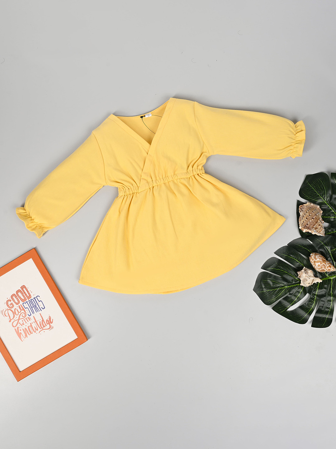 Hijo Kids Wear Girls V-Neck Mini Cotton Wrap Dress