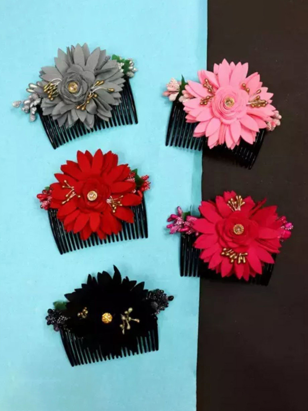 DN ENTERPRISES Women Set of 5 Embellished Comb Pin