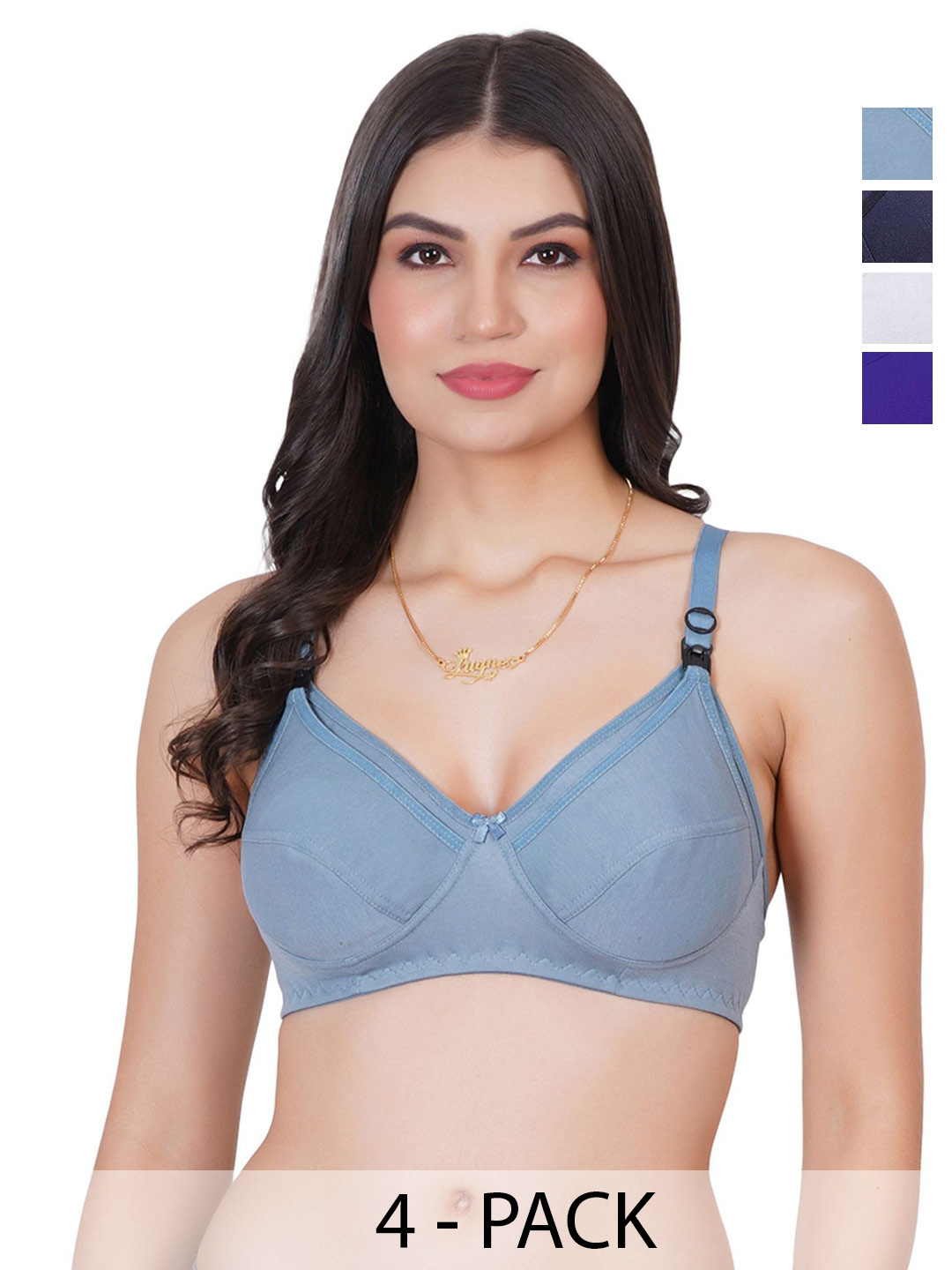 Liigne  Pack Of 4 Maternity All Day Comfort Full Coverage Cotton Bra