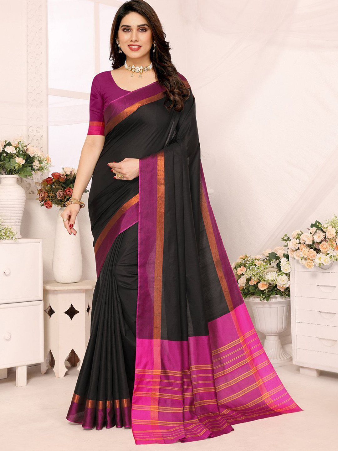 IndianRang Colourblocked Zari Festive Saree