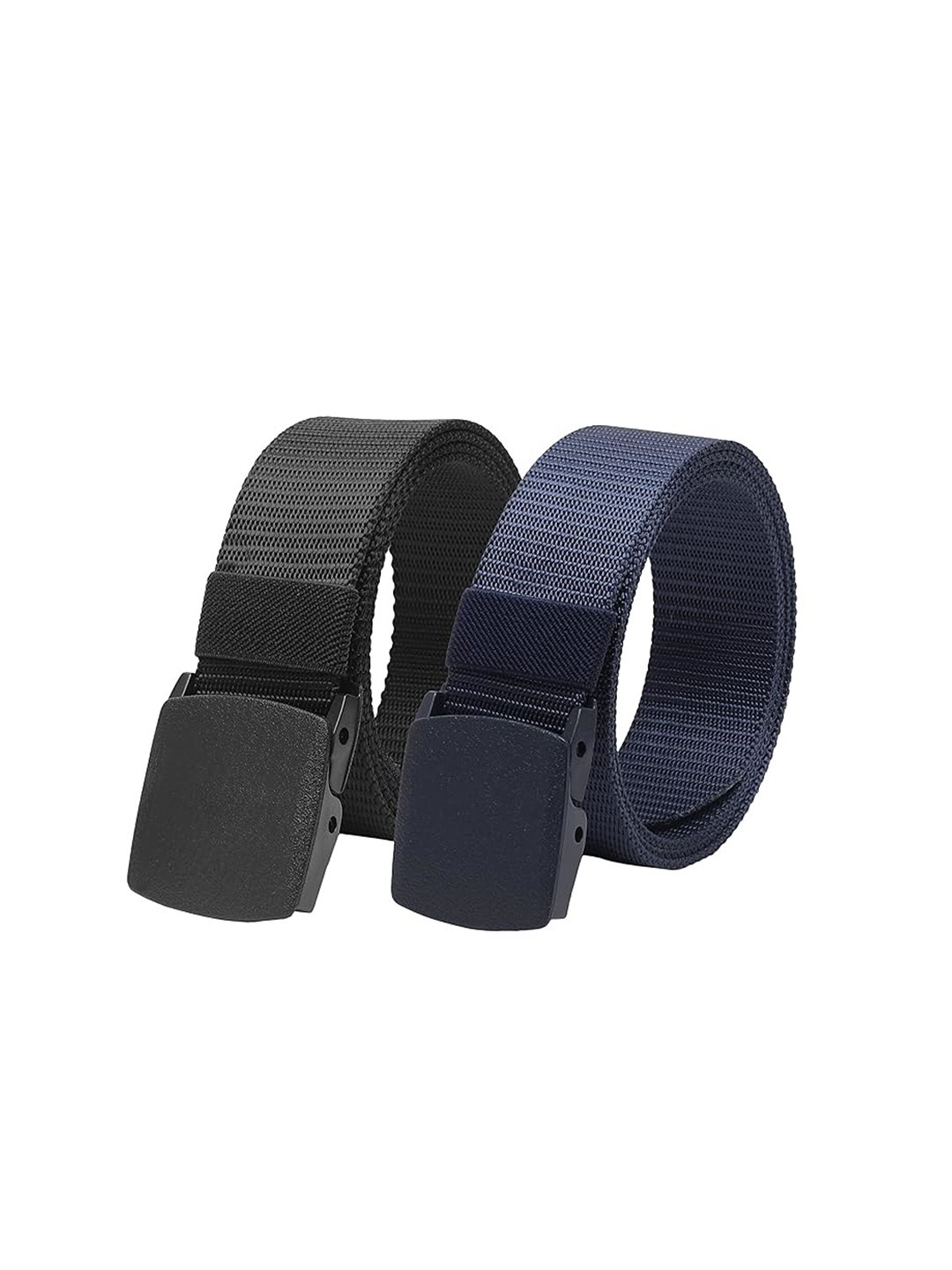 Infispace Pack Of 2 Men Woven Slider Buckle Slim Belt