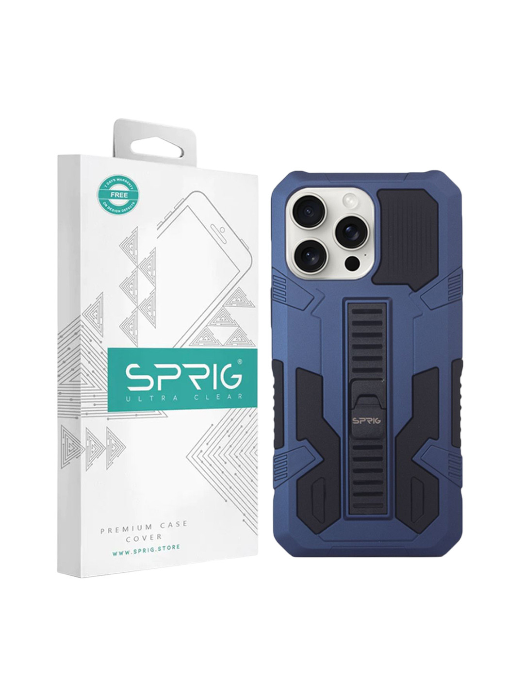 SPRIG iPhone 15 Pro Armor Case with Stand Back Cover