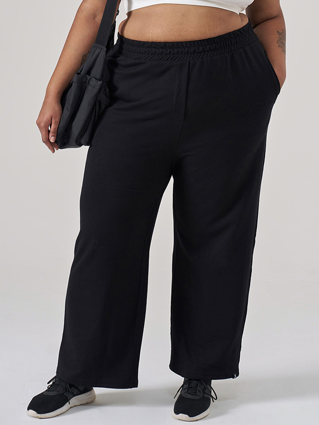 SPIRIT ANIMAL Plus Size Relax Fit High Waist Cotton Straight Trousers