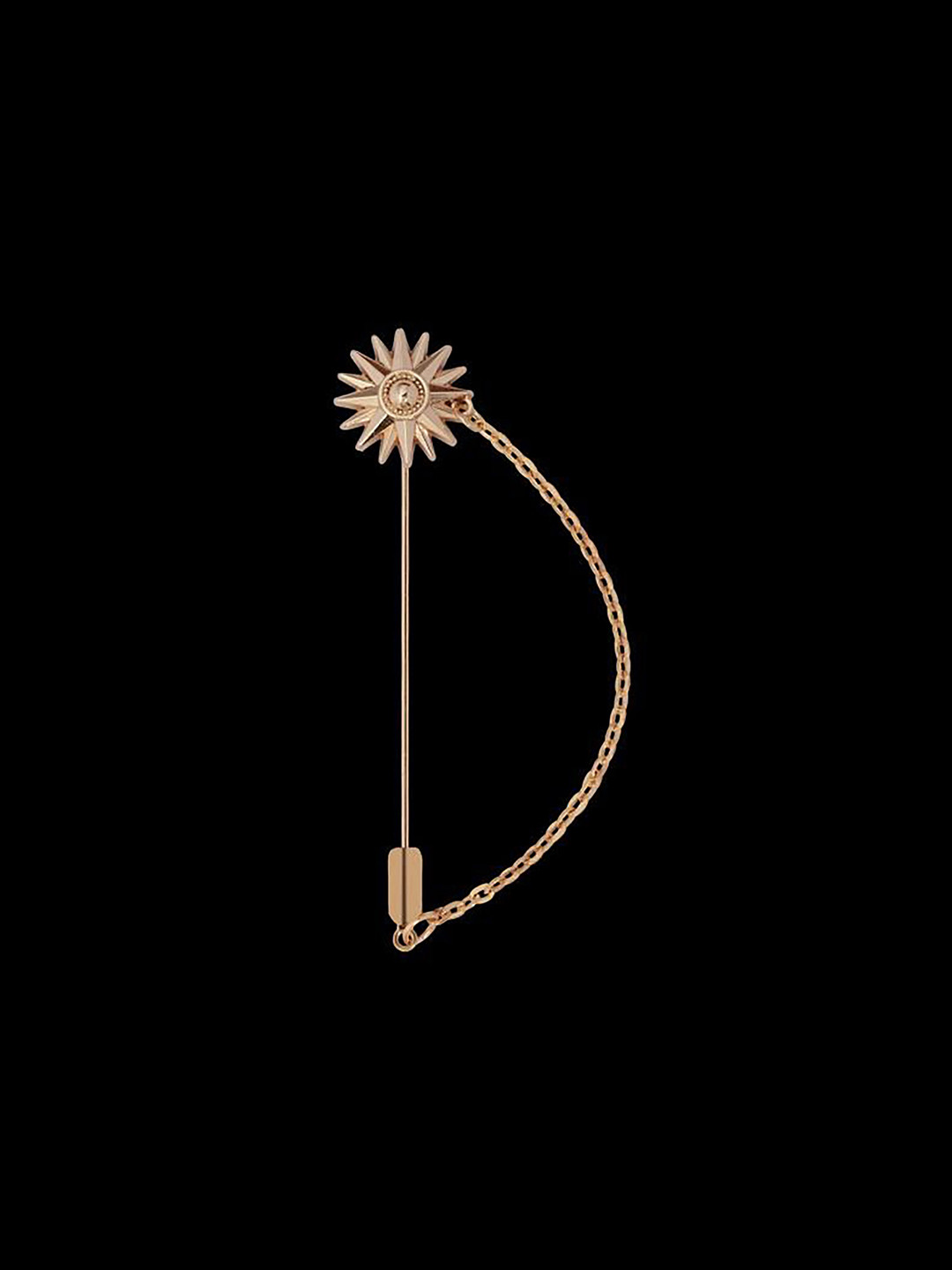 Curren Men Rose Gold Plated Sun & Moon Brooch