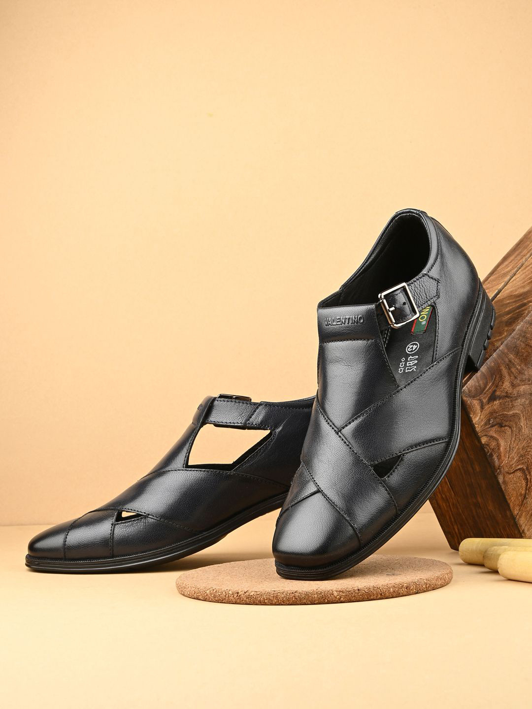 Valentino Men Leather Shoe-Style Sandals