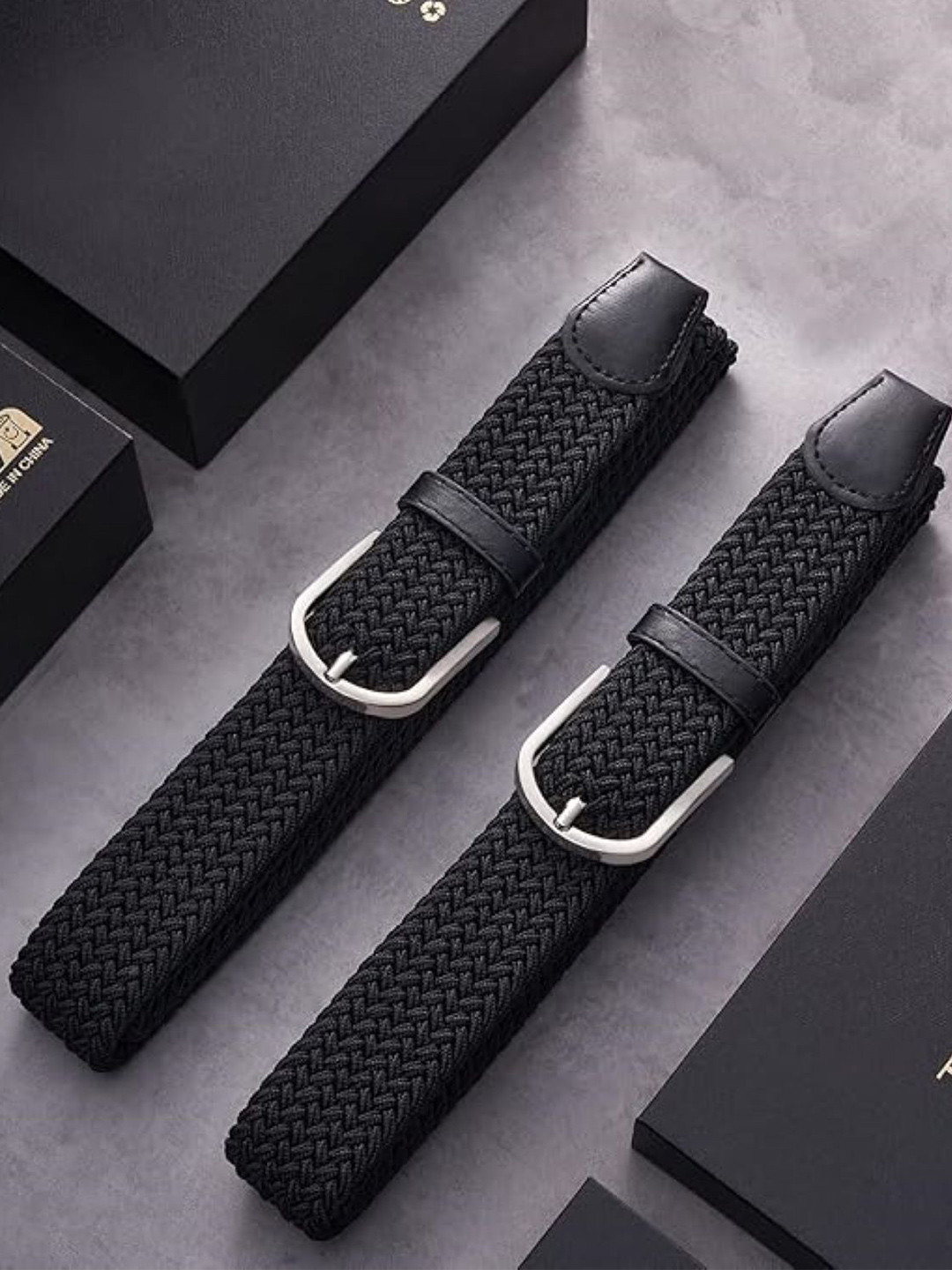 Infispace Men Textured Wide Canvas Belt with Tang Closure