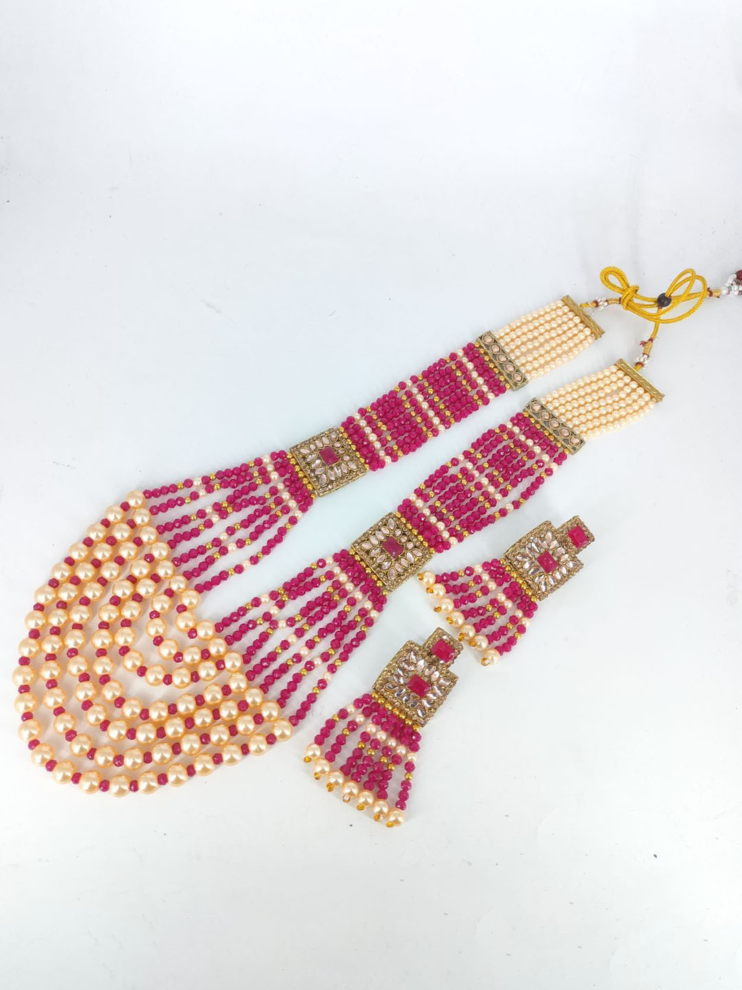 HS FATIO Gold-Plated Stone-Studded & Beaded Jewellery Set