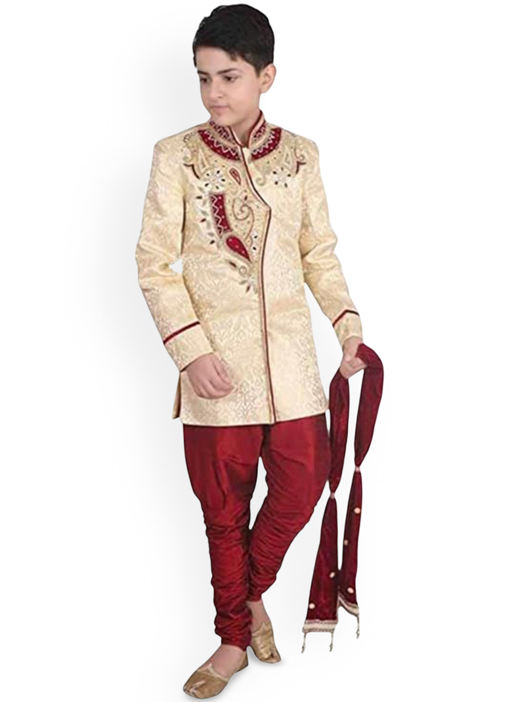 Seetoo Boys Embroidered Sherwani Set With Stole