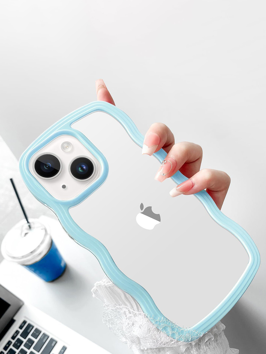 CASE CREATION iPhone 8 Transparent Curly Wave TPU Back Case Mobile Accessories