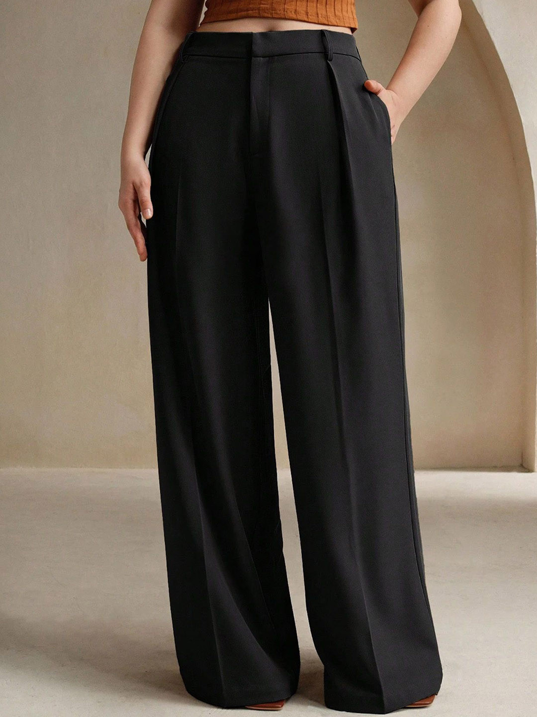 Chemistry Women Wide lLeg High-Rise Pleated Trousers