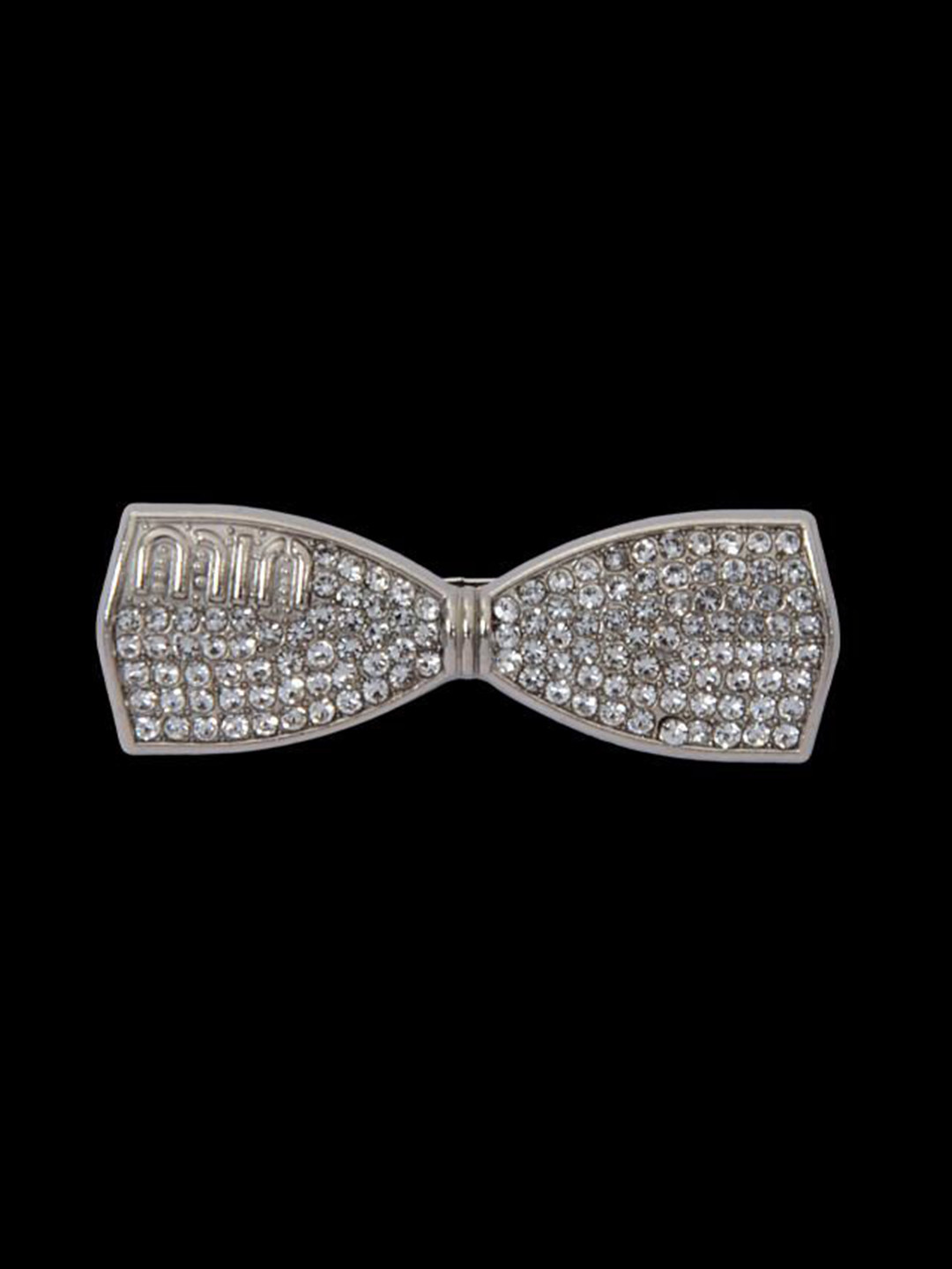 Curren Men Silver-Plated Rhinestone Studded Bow Brooch