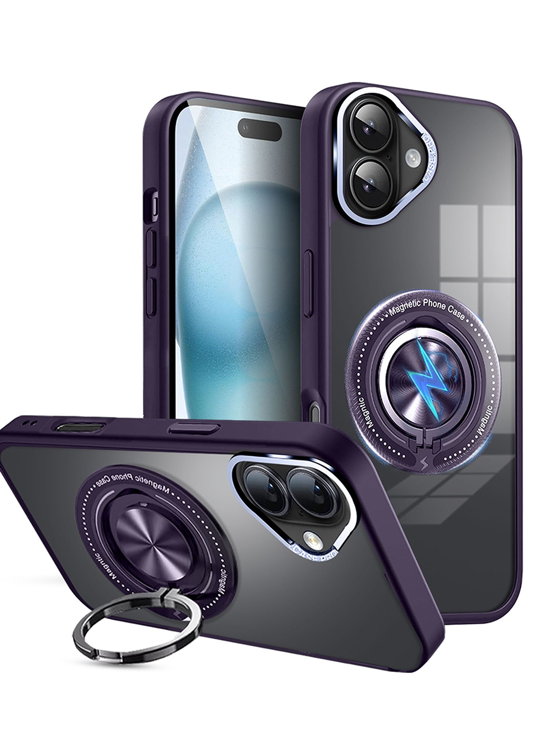 Karwan Unisex iPhone 16 Degree Stand Magnetic Back Case Mobile Accessories