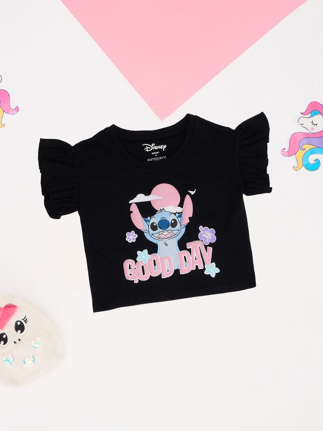 Pantaloons Junior Girls Graphic Round Neck Cap Short Sleeves Printed Pure Cotton T-shirt