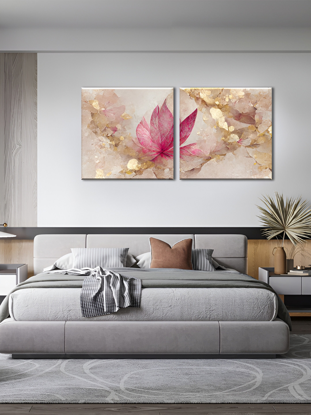 OLIVE TREE Brown Canvas 2 Pcs Wall Bedroom Square Potrait Paintings Wall Art -15 x 15In