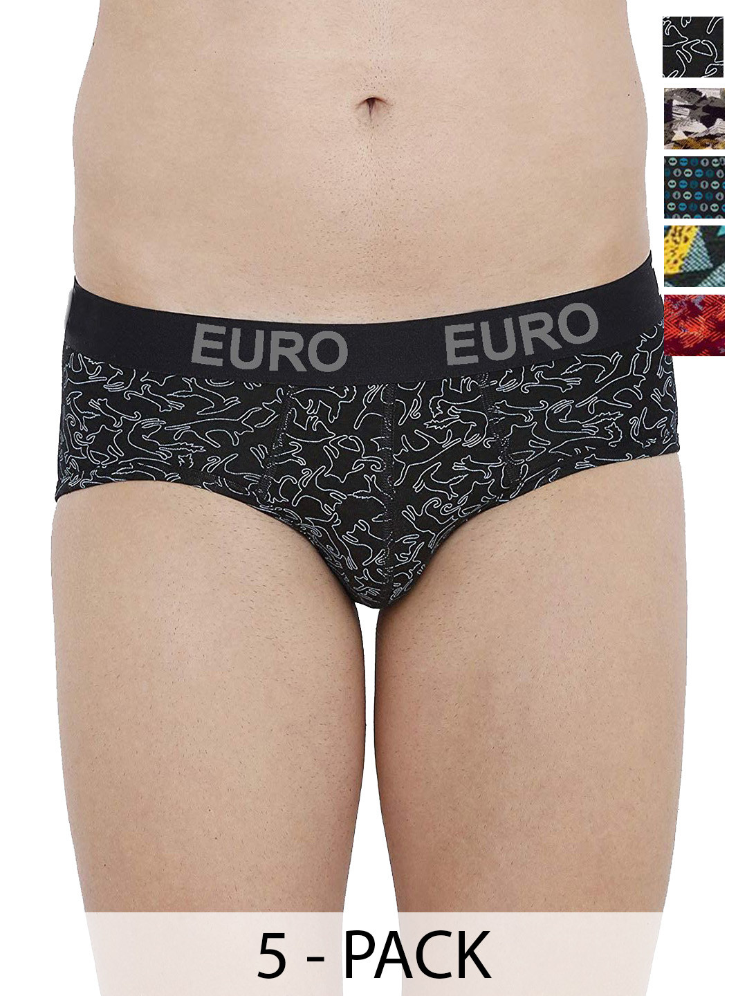 Euro Pack Of 5 Printed Assorted Basic Briefs Euro-Micra-Printed-Brief-5