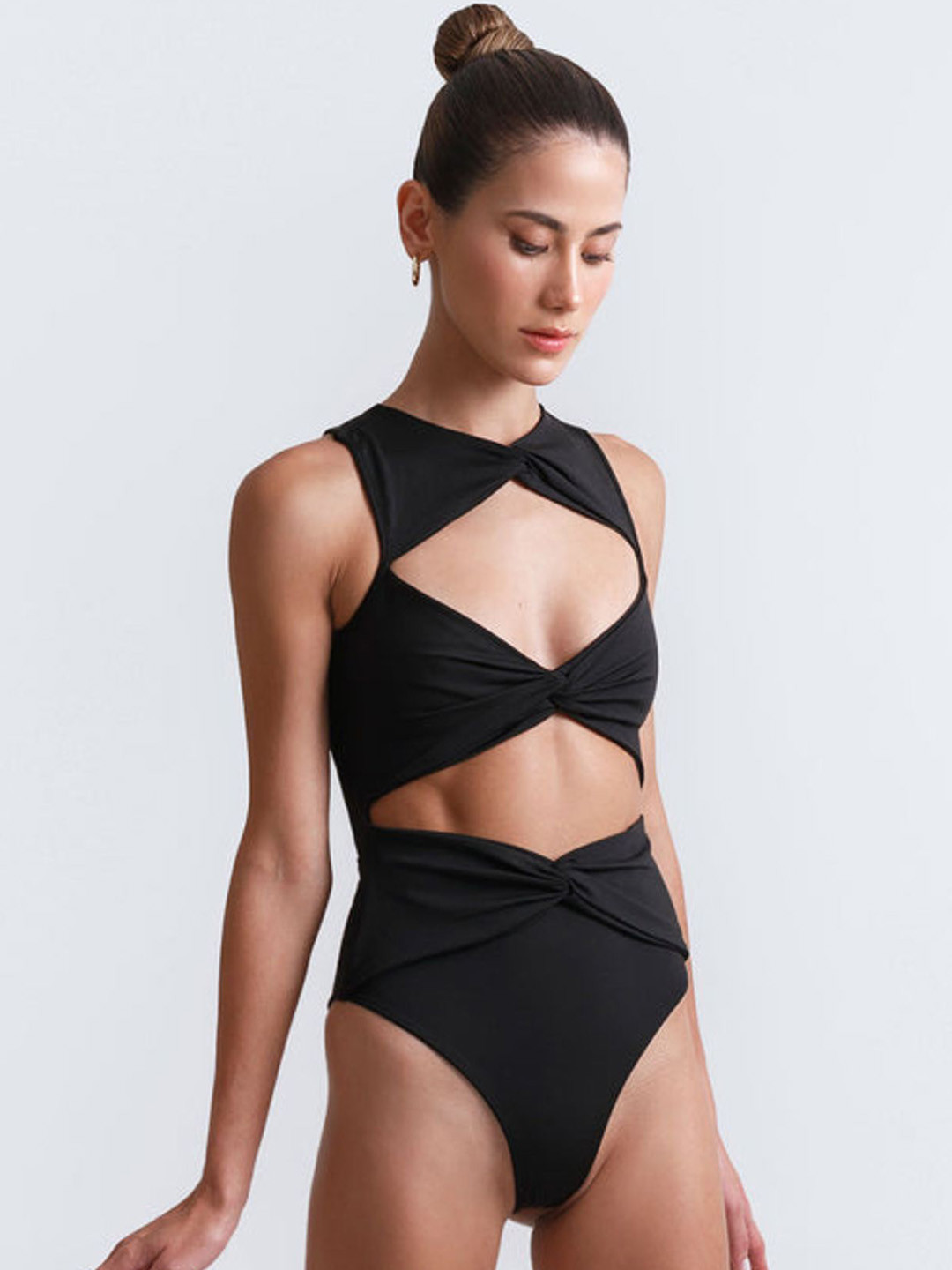 Addery Twist Cutout High-Neck Swim Bodysuit