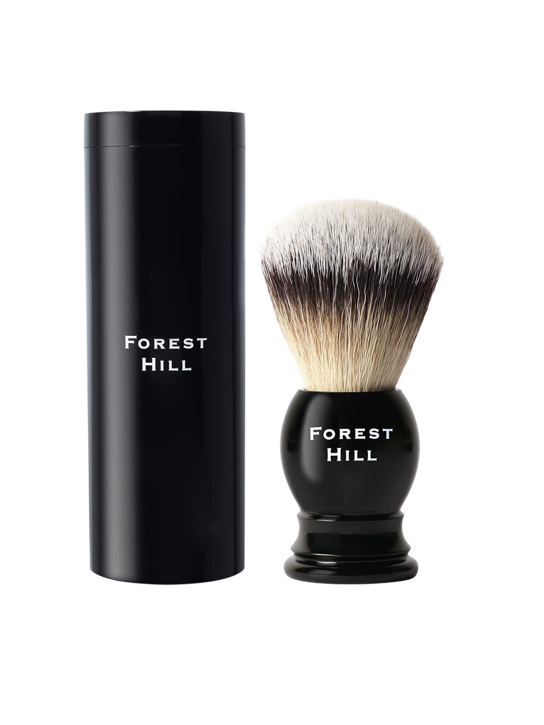 FOREST HILL Super Soft Bristles Ashford Shaving Brush With Brush Holder - Black
