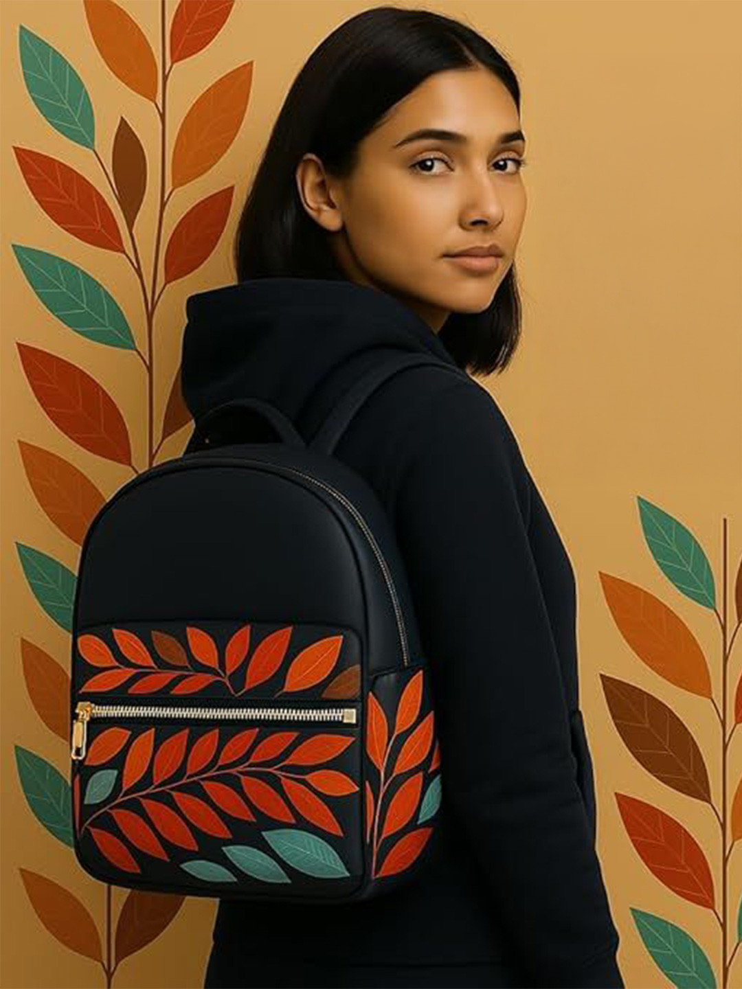 CLASSIC SMUGGLER Girls Graphic Printed Ethnic Style Waterproof Oxford Backpack
