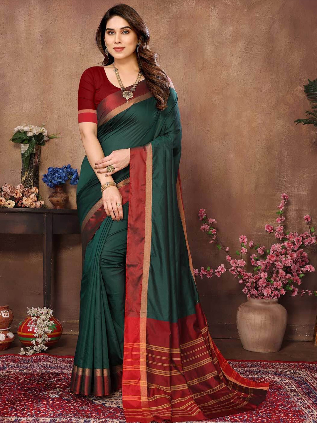 IndianRang Zari Saree with Blouse Piece